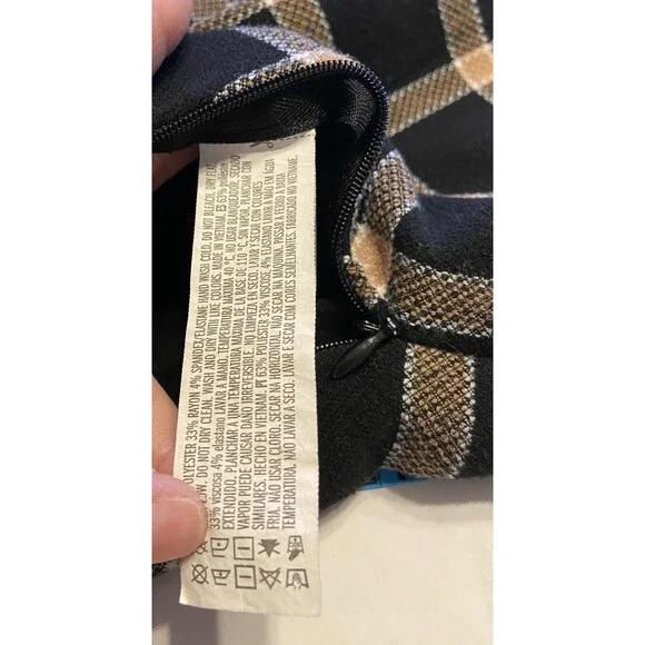 Mini Black Beige Large Plaid Skirt Lined Y2K 90s Vintage Clueless Preppy Student - Picture 8 of 13